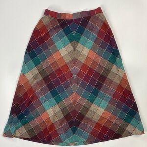 Vintage Present Co. Wool Blend Pencil Square Chevron Skirt 11/12 Waist 26"